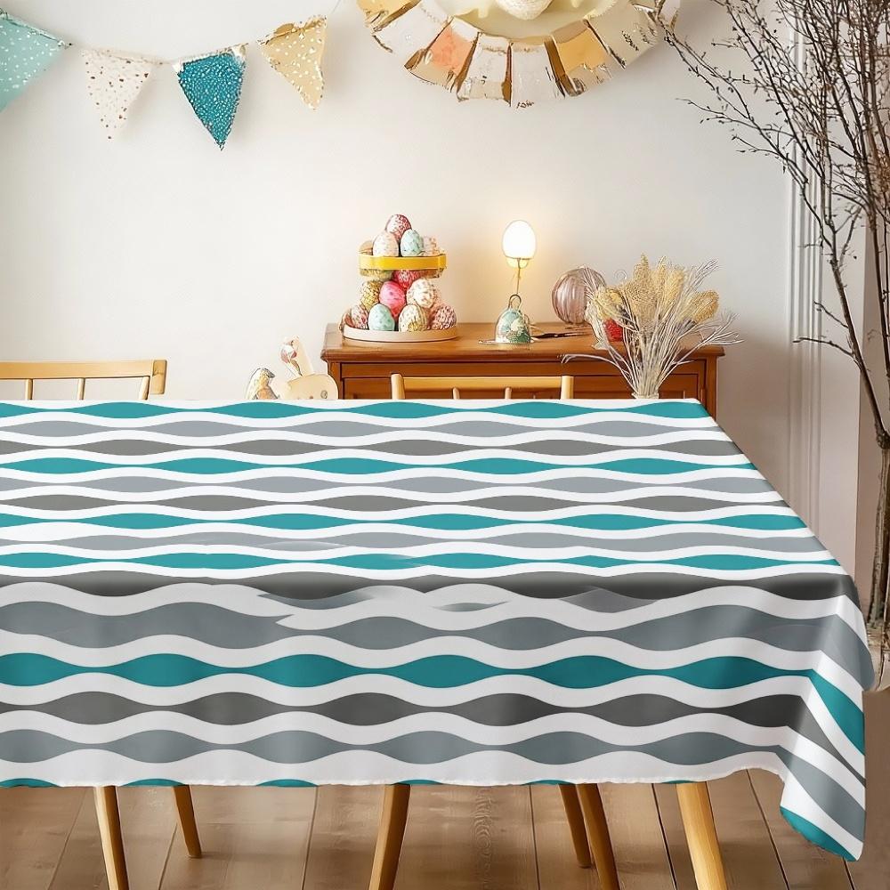 Moderne Wellen-Rechteck-Tischdecke für Tischdekoration Küche Esstisch Wasserdicht Wiederverwendbare Tischdecke für Tische Innen Außen Party