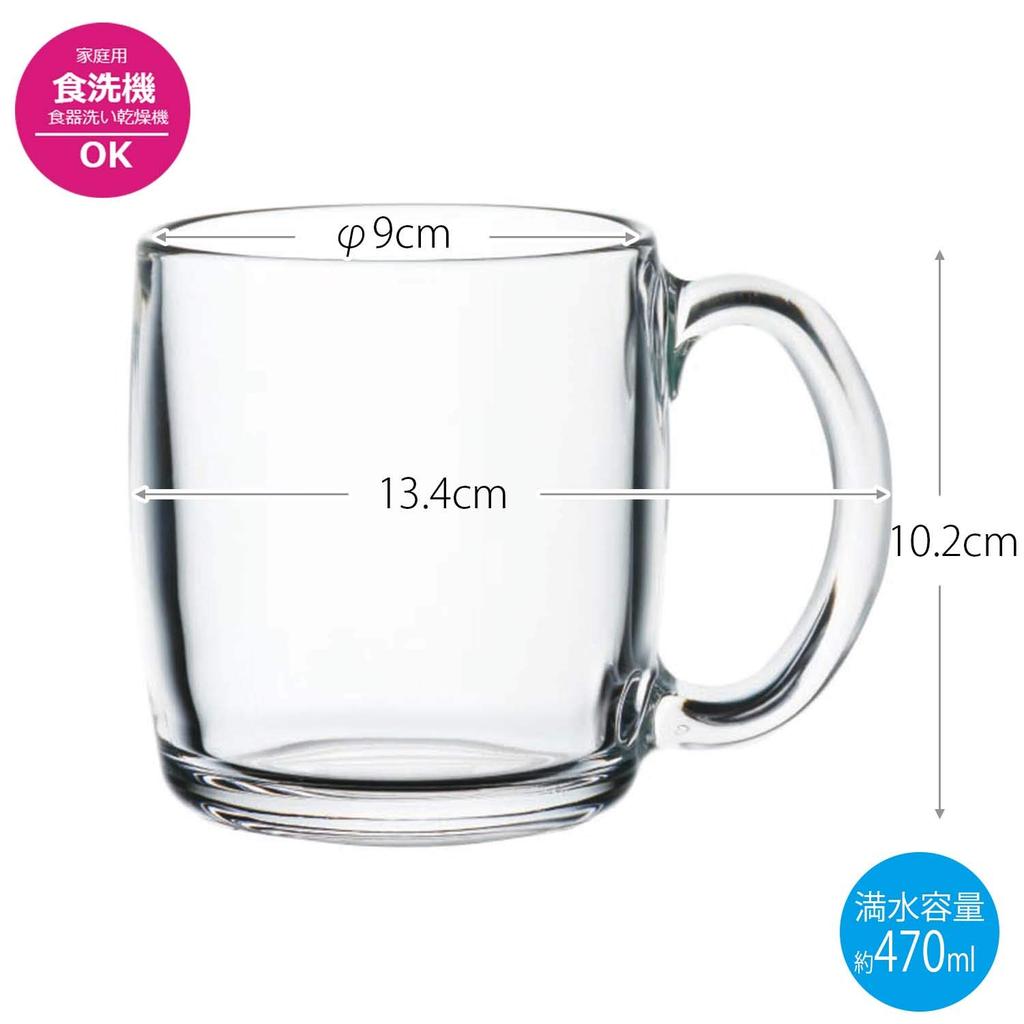 Toyo Sasaki Glass Made In Dishwasher Beer Glass Mug, 470ml, Japan, Safe, Mug, Cup, Glass, Mug, P-06400-JAN-P