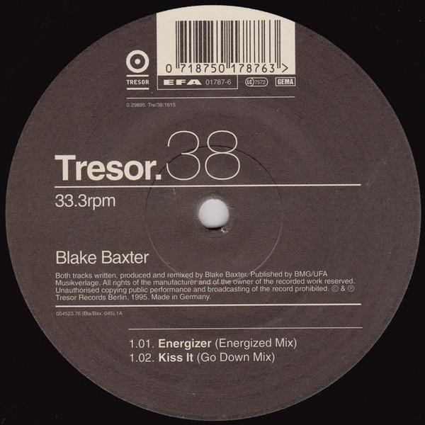 

12-дюймовая пластинка БЛЕЙК БАКСТЕР - Энерджайзер TRESOR38 Tresor 1996 Германия Танцевальная и электронная Б/У