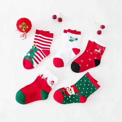 1pár podzim zima děti červené bílé trubkové ponožky vánoční stromeček sněhulák Santa Claus oblečení pro miminko kojenecké doplňky věci