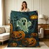 Soft Warm Flannel Blanket Spooky Halloween Pumpkin Bat Print All Season Throw Blanket for Sofa Couch Bedroom Living Room Home Decor