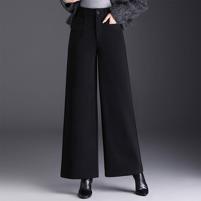 

New Women s High-Waisted Loose Woolen Wide-Leg Pants L, 29-inch waist (100-110 jin)