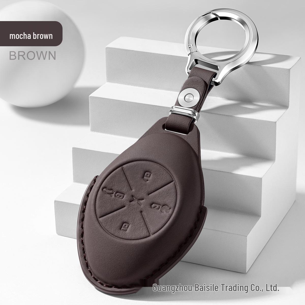 Xiaopeng G6 Premium Cowhide Key Cover with Buckle & Keyring for P7i, G3i, P5, G9