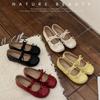 Flat-bottomed Comfortable Soft-soled Shoes with Bow, Light-mouth Laden Shoes, Versatile Casual Retro One-pedal Grandma Shoes