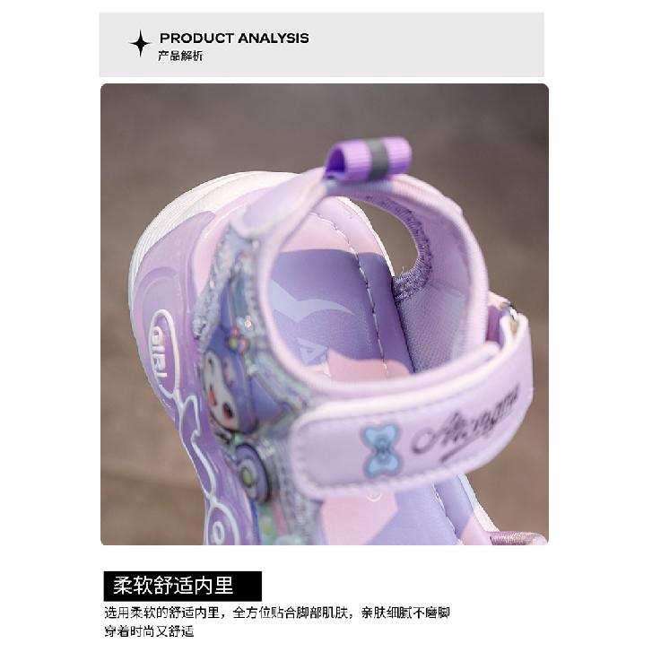 Summer New Girls' My Melody Princess Sandals Children's Kuromi Velcro Glowing Student Beach Shoes