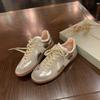 Cowhide version silver German training shoes women's Korean version leather color matching casual sports shoes versatile board shoes platform Forrest 