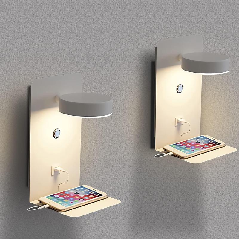 LED Wall Lamp With Switch And USB Charging Port Modern 9W Black White Aisle Bedroom Bedside Art Lighting Decoration Wall Lights