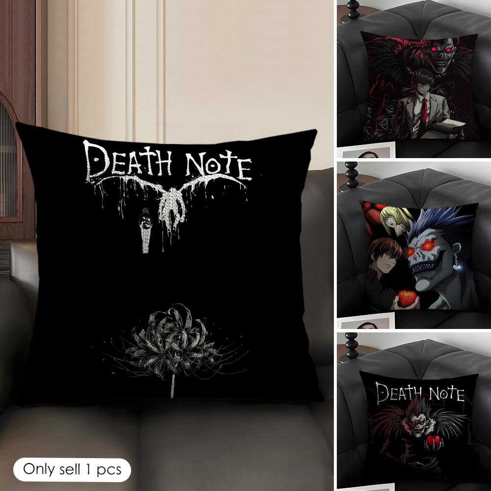 Anime DDeath NNote Cushion Cover Natural Linen Organic Fabric DoubleSided Printing Sofa Home Decor Gift Pillow Case