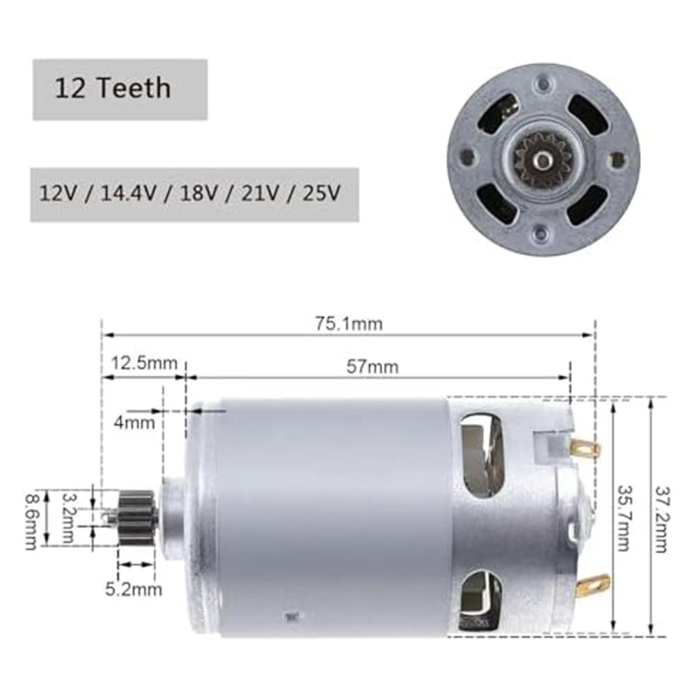 1pc RS550 DC Motor 12V 14.4V 16.8V 18V 25V Motor High Torque Electric Motors With 12 Teeth For Power Tools Robotics