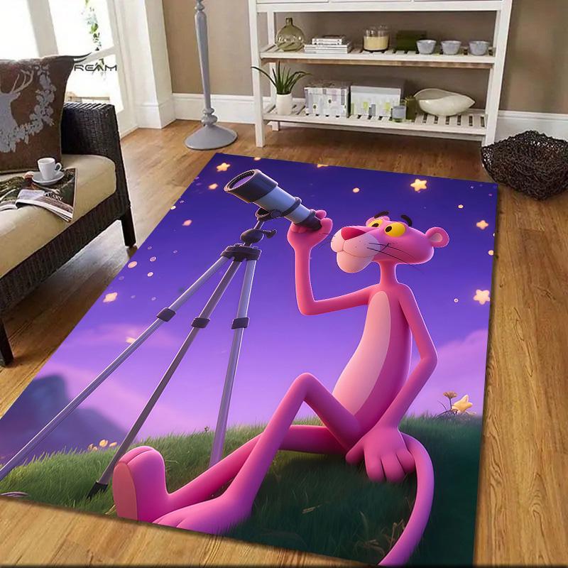 Tappeto Quadrato con Fantasia Flanella Pantera Rosa, Tappeto da Area, Tappeto per Soggiorno Camera da Letto Divano Stanza dei Giochi Decorazione, Tappetino Antiscivolo