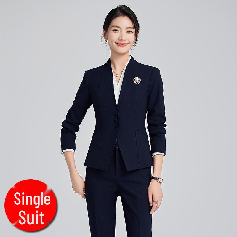 

Женский пиджак без воротника - 2024 Весна/Осень Высококлассный салонный и гостиничный прием Профессиональный комплект рабочей одежды S