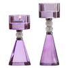 Crystal Candlestick Purple Transparent Candle Holder Aromatherapy Base Geometric Crystal Candelabros Wedding Table Decoration