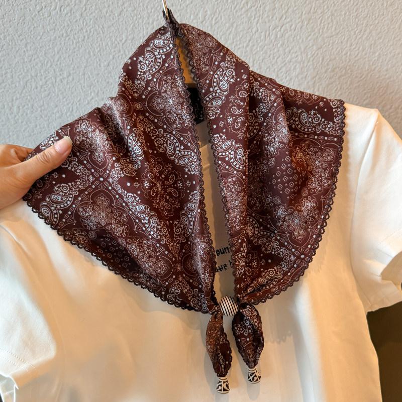 British lace plaid beaded triangular scarf, fart curtain, women's stacking wears high-end fashion waist accessories, fart-covering silk scarf skirt