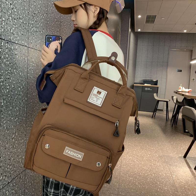 Mochila de estudiante para mujer, mochila de gran capacidad, bolsa de viaje de color sólido para niñas