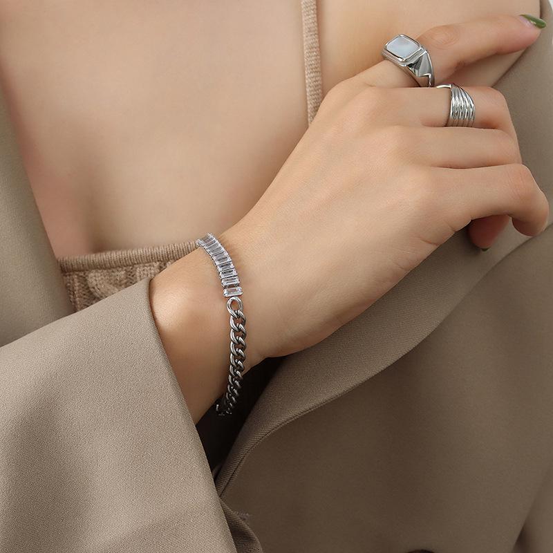 18K Gold Zirconia Square Bracelet - European & American Style