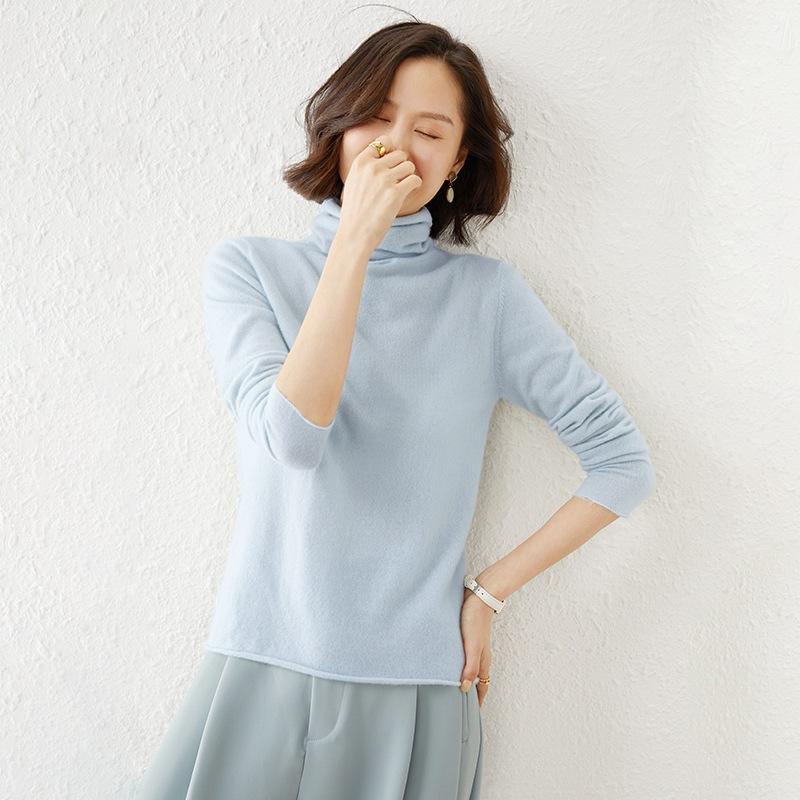 Andy Velvet Pile Collar Sweater for Women In Autumn and Winter Soft and Glutinous Skin-friendly Base Shirt Simple Atmospheric Warm Pullover Sweater