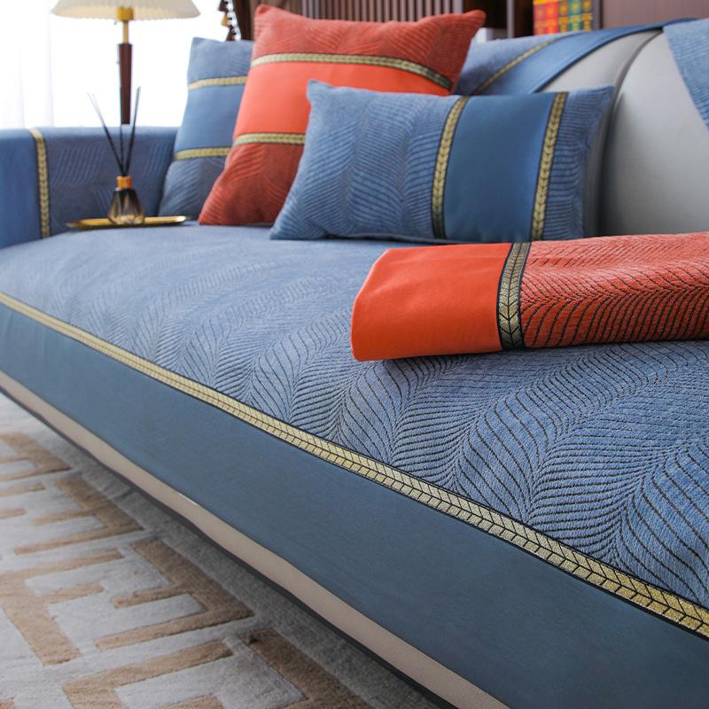 Luxury Sofa Cushion Summer Light Luxury and Simplicity Modern Fashion High-End Genuine Leather Four Seasons Universal Non-Slip Sofa Cover Towel