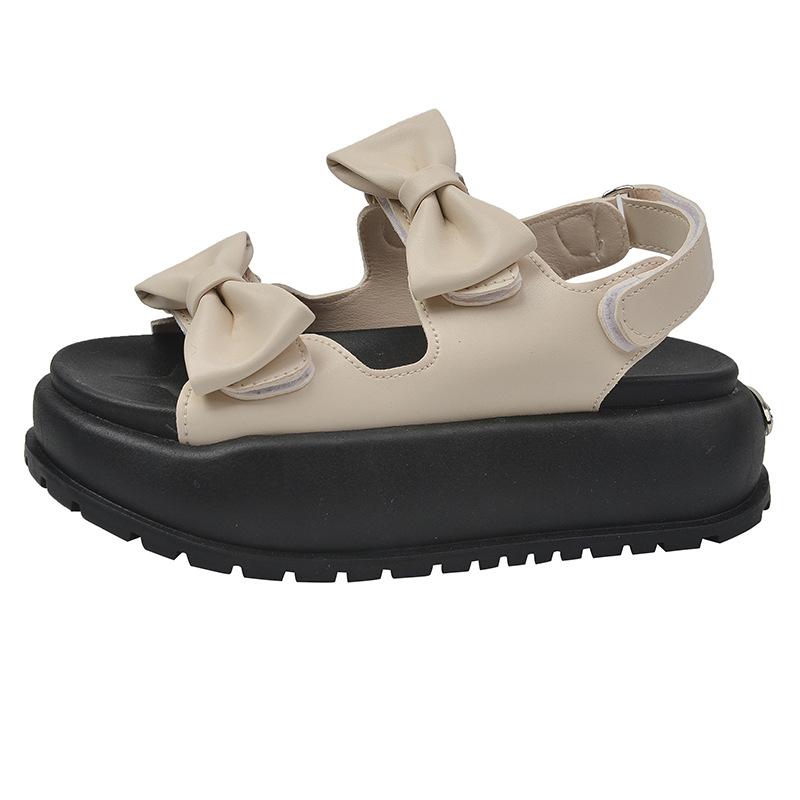 

Sweet bow 2025 spring and summer new metal buckle ins muffin platform casual retro fashion sandals women 35