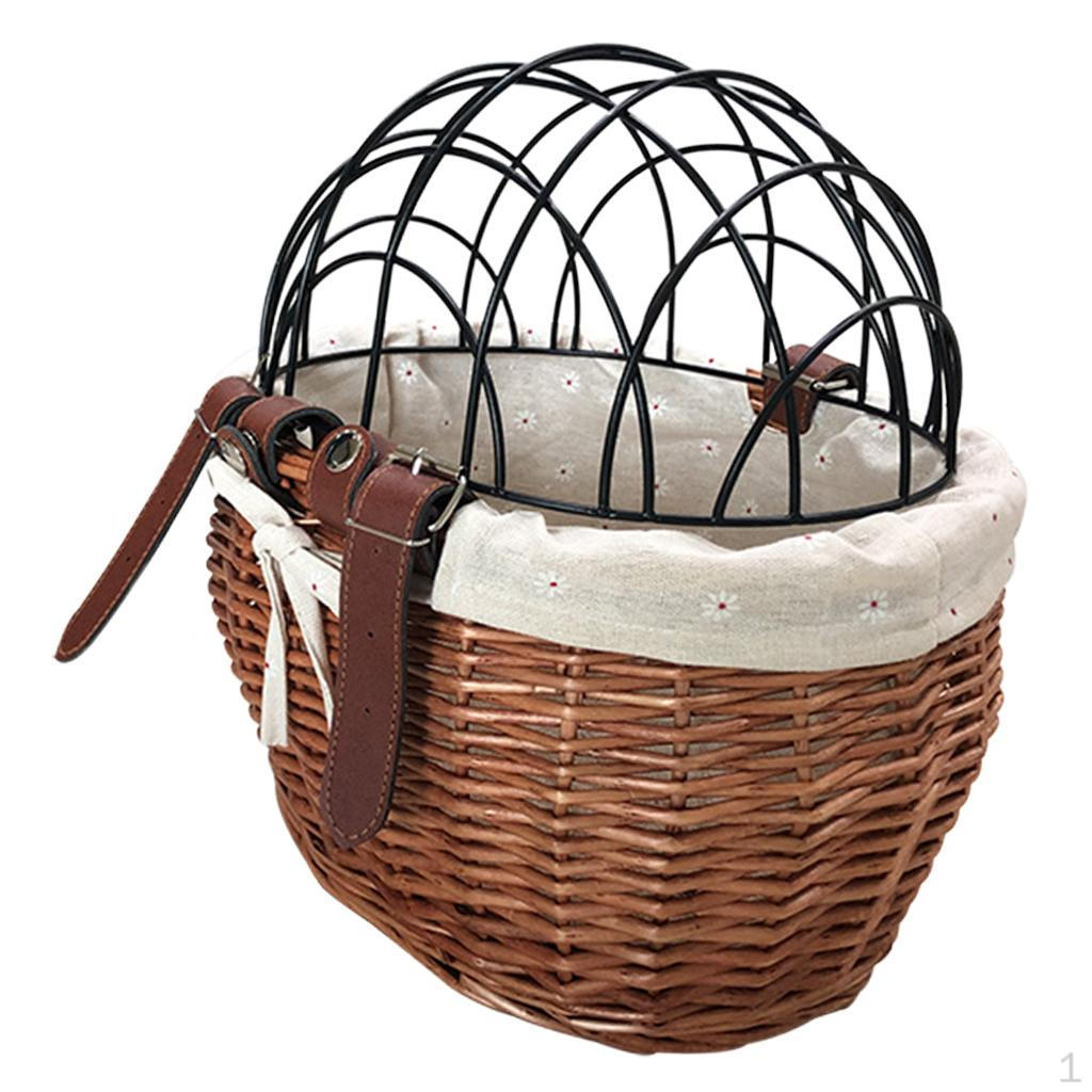 Bike Basket Wicker Bicycle Front Handlebar Pet Carrier Shopping