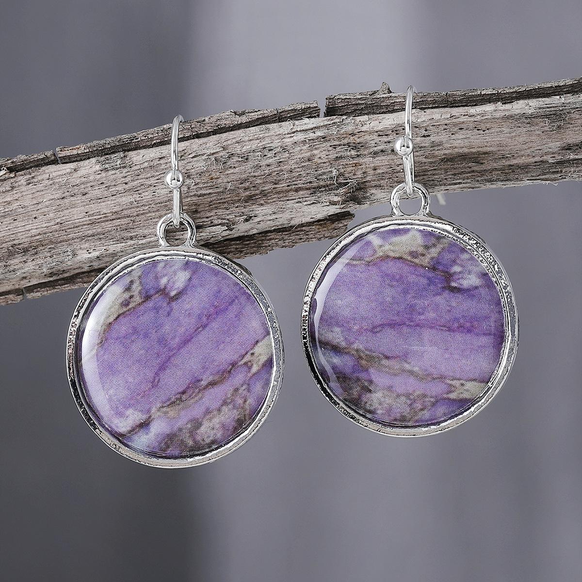 

Ретро круглые фиолетовые точечные цветные полосатые модные серьги женские