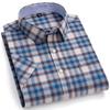 Herren 100% Baumwolle Mehrfarbig Kariert Oxford Hemden Kurzarm Regular Fit Kragen Freizeit Button-Down-Hemd mit Tasche