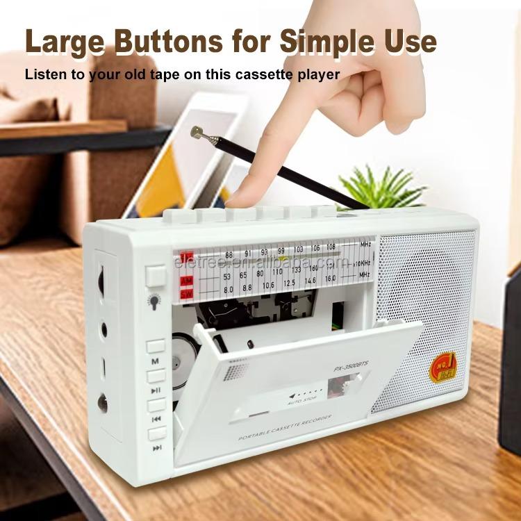Solární Nabíjecí Magnetofon Walkman Přehrávač Hudby FM Rádio USB /TF Přepisovací Magnetofon Rádio Dětské Učení Angličtiny