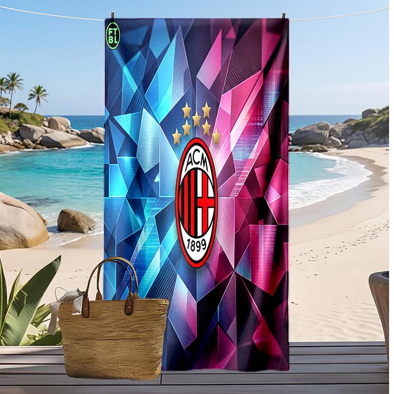 AC Milan Printed Beach Towel Quick Dry Soft TowelPortable Large Rectangular Beach Blanket for Travel Swimming Pool