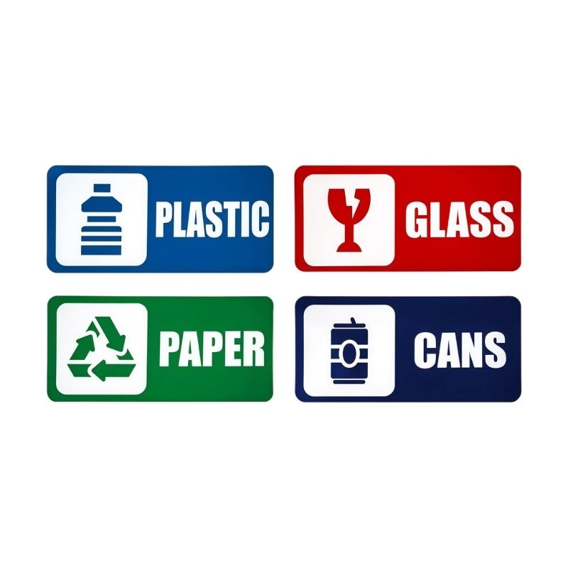

8Pcs Recycling Bin Identification Sticker PVC Outdoor Decal Waterproof Rubbish Waste Sorting Adhesive Labels Households 1