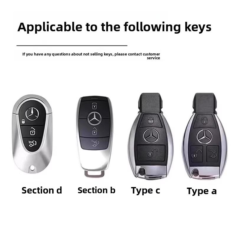PNR1 Car Alloy Key Case Key Bag Shell For Mercedes Benz 2022 C S Class W206 W223 S350 C260 C300 S400 S450 S500 Key Shell Protector