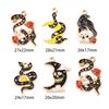 DoreenBeads 10PCs Enamel Halloween Pendants Gold Color Metal Skeleton Skull Snake Charm DIY Making Necklace Party Jewelry