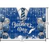 7x5ft Happy Father's Day Backdrop for Photography Blue Silver Glitter I Love You Dad Background Father's Day Tie Balloon Party Decorations Banner
