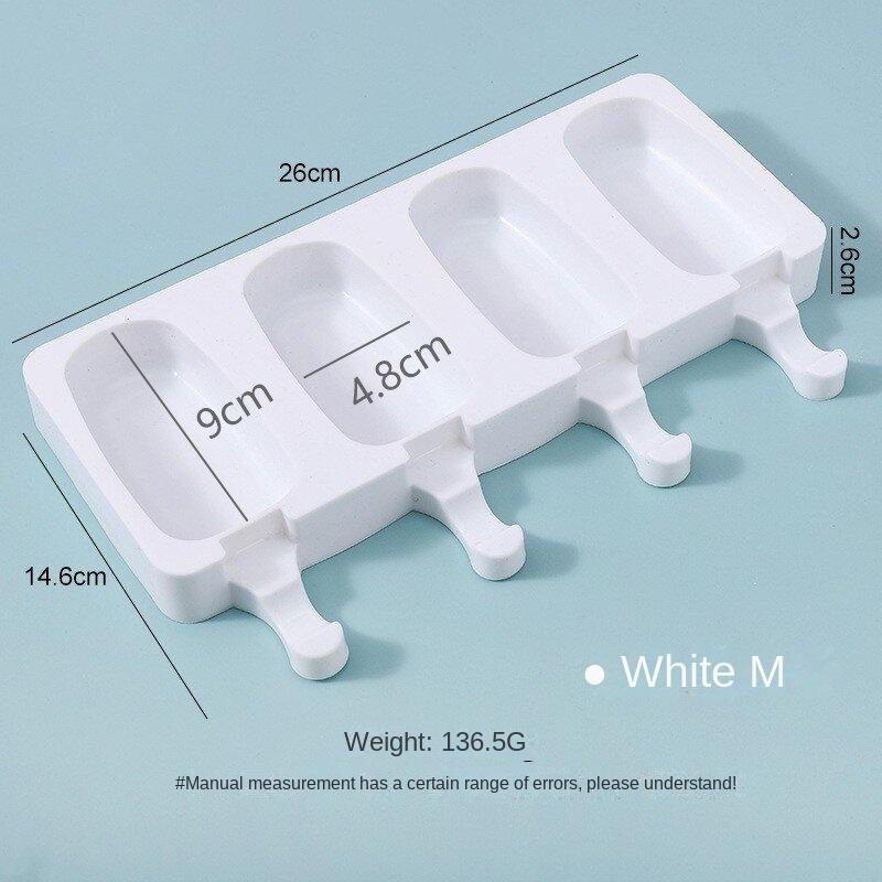 Popsicle Molds Set of 2 Ice Pop Molds Silicone 4 Cavities Ice Cream Oval Cake Pop Mold with 50 Wooden Sticks for DIY Popsicle