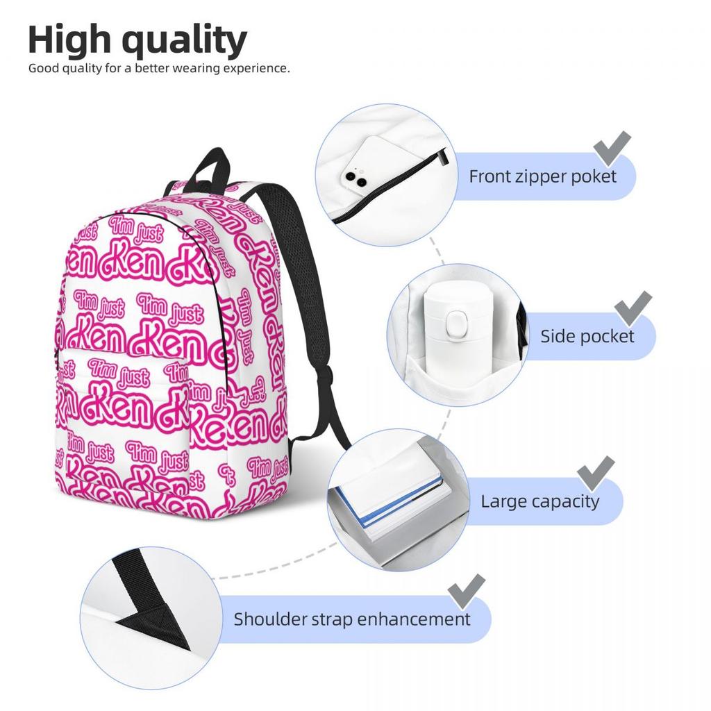 I_m Just Ken Backpack Hot Sale Daypack Large Capacity Boys Girls BookBag School Bag Shoulder Bags for Men Women