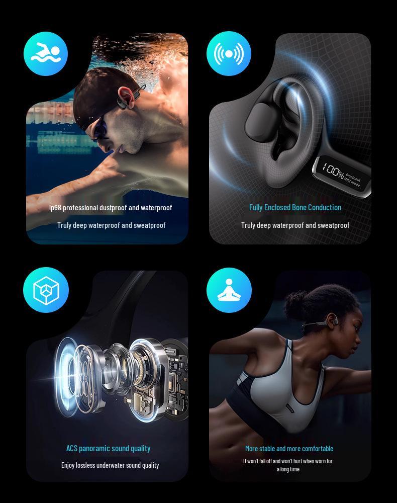 Private Model S10 Waterproof Wireless Bone Conduction Sports Earphones