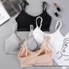 One-Piece Strapless Wire-Free Cotton Camisole Sports Bra for Women