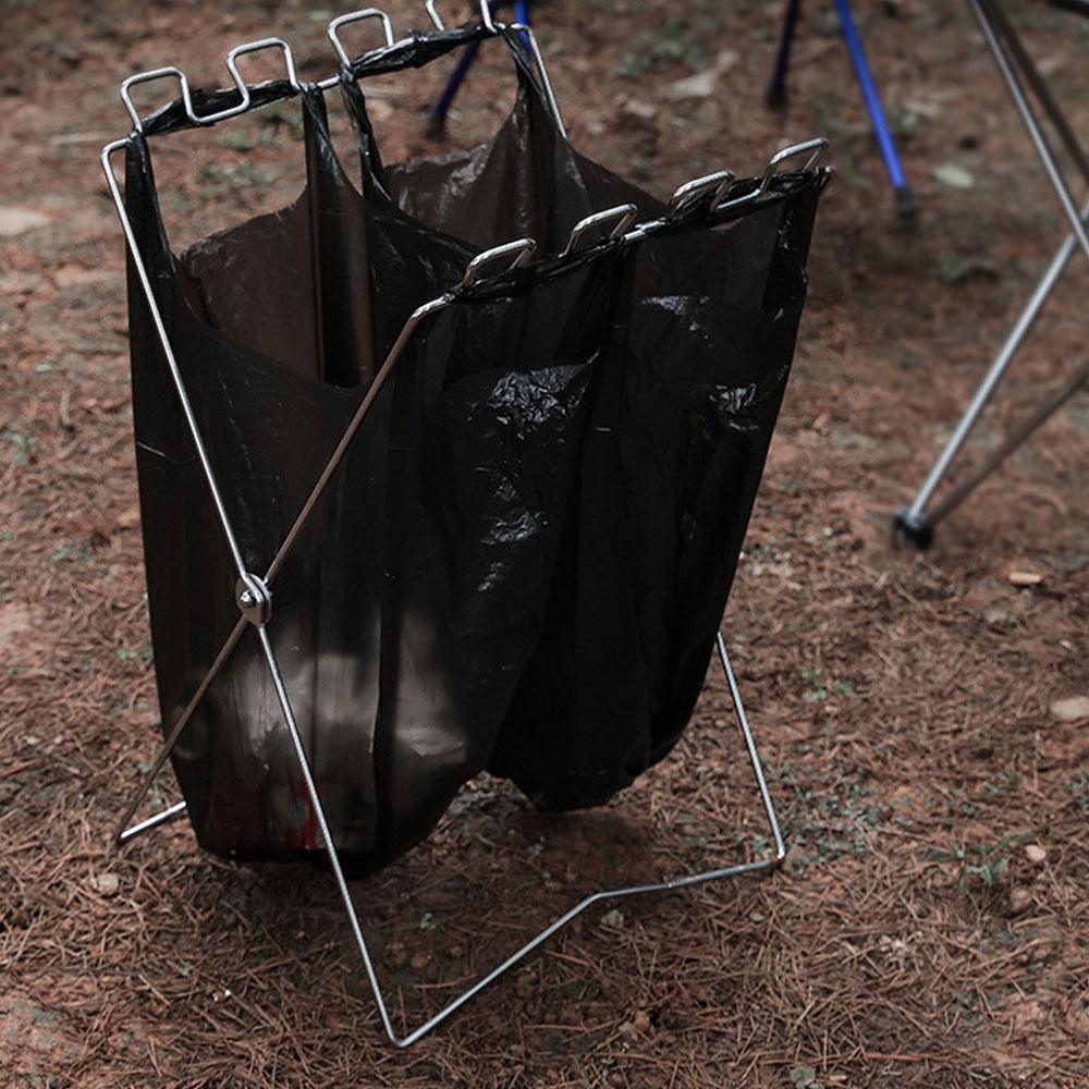 Trash Rack Outdoor Folding Garbage Bag Holder Trash Bag Frame for Kitchen Camping Picnic Barbecue