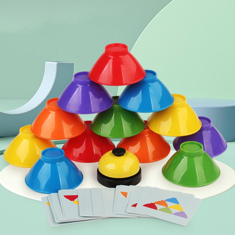 

Stack Bowls Speed Game Toys Montessori Educational Intellectual Enlightenment Toys With Card Color Cognition Logic Training Gift