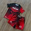 2026 New Men's ACA Sports Suit: Red, Blue, and Black Gradient Quick-Drying Short-Sleeve T-Shirt + Shorts Boxing Training Suit