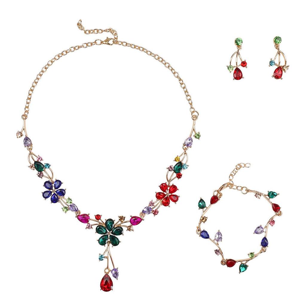 Elegant Crystal Flower Bridal Necklace Set - Fashionable European & American Jewelry Accessories