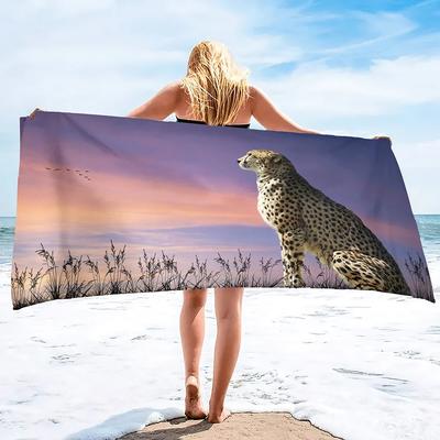 Wild Animal Beach Towel,Microfiber Bath Towel Gifts for Kids Women, Colorful Sand Free Quick Dry Travel Towels for Yoga Sports