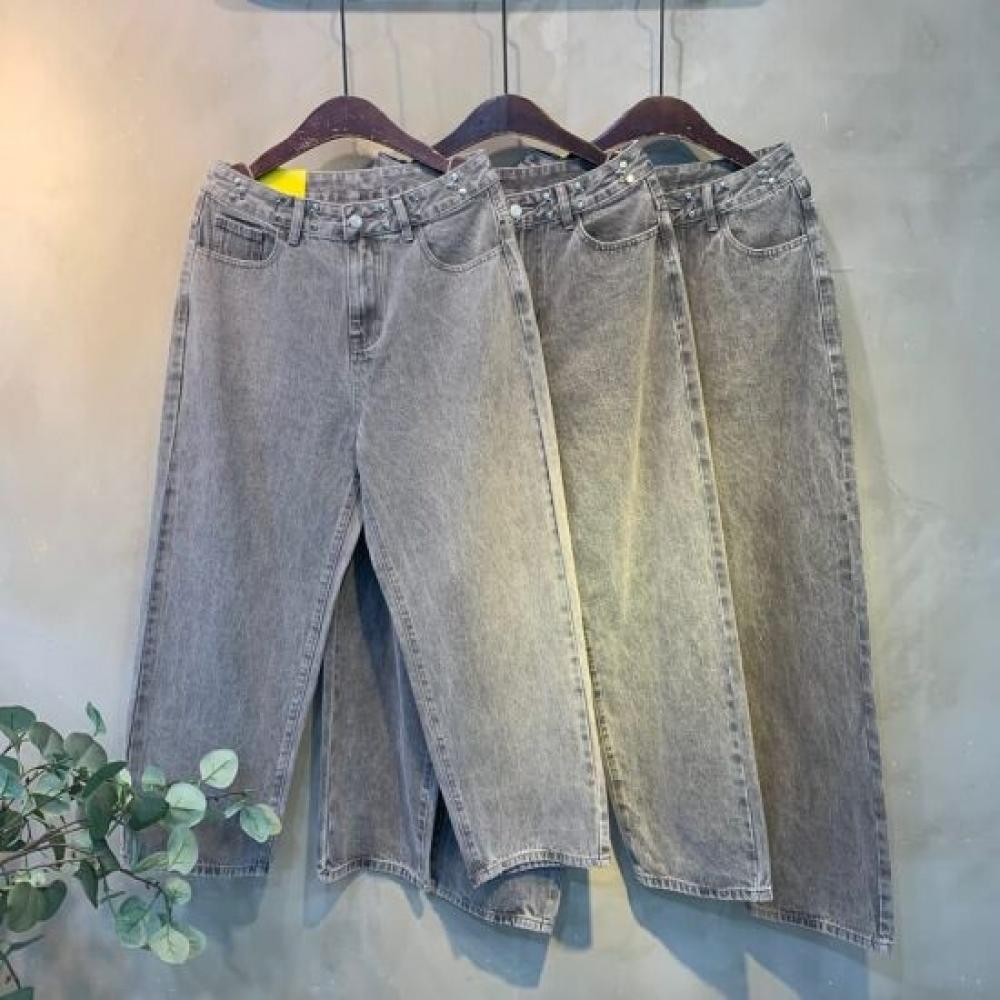 C S In The Room Women S Belted Straight Wide jeanS 4Color Bk N703