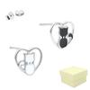 Silver Stud Earrings Women's 925 Heart Kittens Cats Cat Black And White
