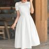 ZANZEA Women Lace Splice Round Neck Summer Short Sleeve Dress