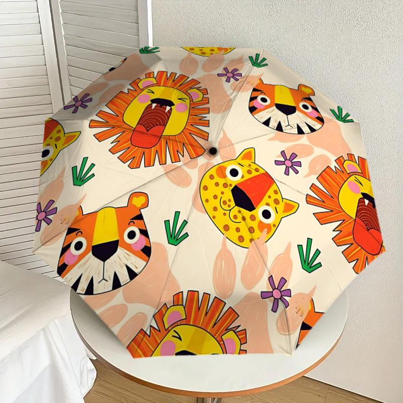 

1pc Jungle Animals Automatic Folding Umbrella, Heavy-Duty 8-Rib Construction, Perfect for Everyday yy251114146