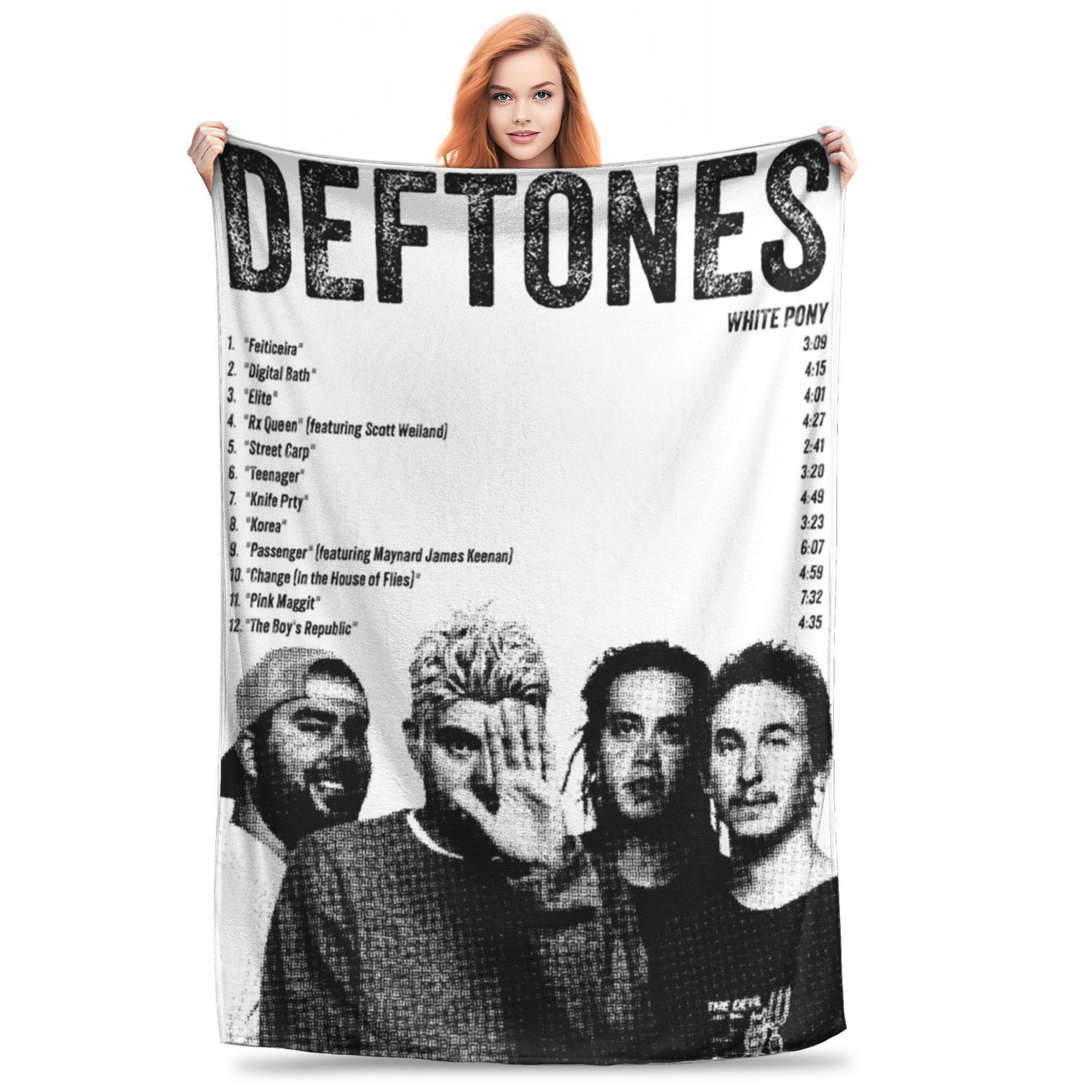 

Flannel Throw Blanket Vintage Deftones Metal Band White Pony Album Warm Plush Blankets Soft Bedspread for Bedroom Travel Sofa 80x120cm