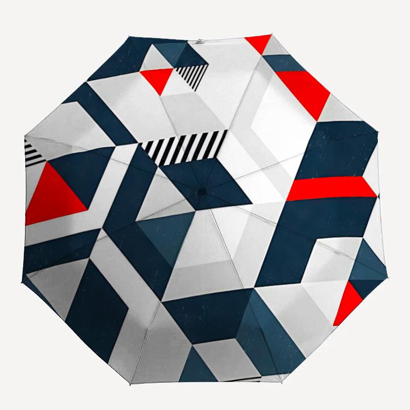 

1pc Geometric Pattern Umbrella - Portable Home Essential, Durable Iron Frame with Rod Structure, Fashion Lovers yy250910024