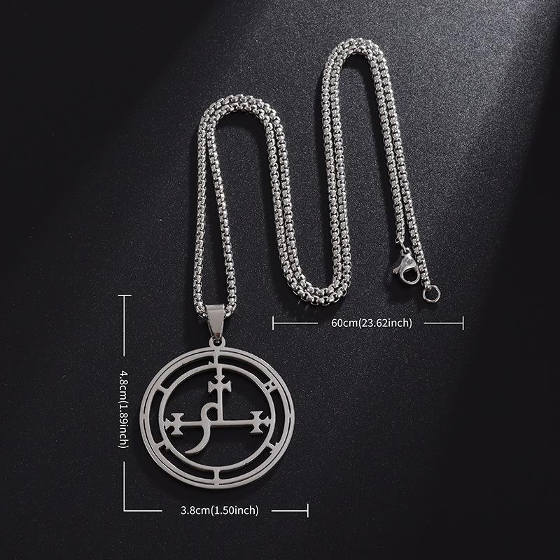 European and American Style New Men Solomon 72 Column Demon God Pattern Steel Pendant with Fashionable Temperament Titanium Steel Necklace for Women