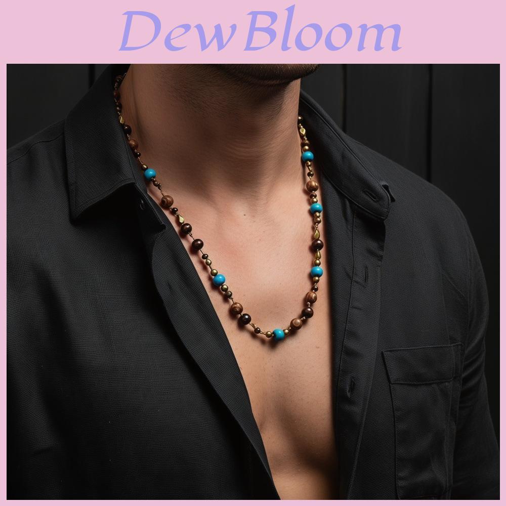 Handcrafted Wooden Beaded Mens Bracelet Necklace Vintage Style For Gift Giving