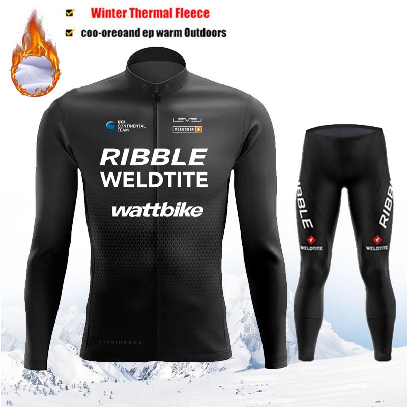 Thermal Fleece Bike Jersey + Bib Pants, Long Sleeve Cycling Clothing Sets Man Black Cycling Clothing 2026 Winter Fleece Warm Cycling Suit Set