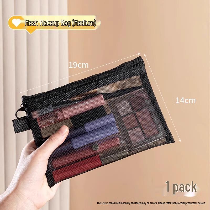 

Flocking Love Mesh Portable Cosmetic Bag - High-Value, Simple Design